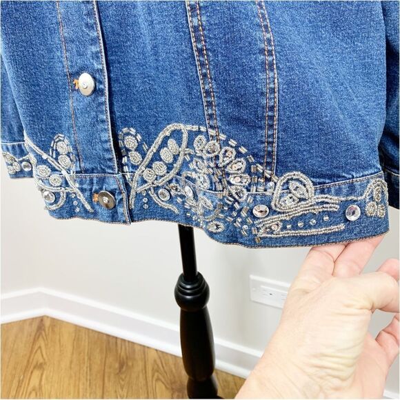Maggie Sweet Women’s Crystal‎ Embellished Denim Jacket 3X - Picture 2 of 8